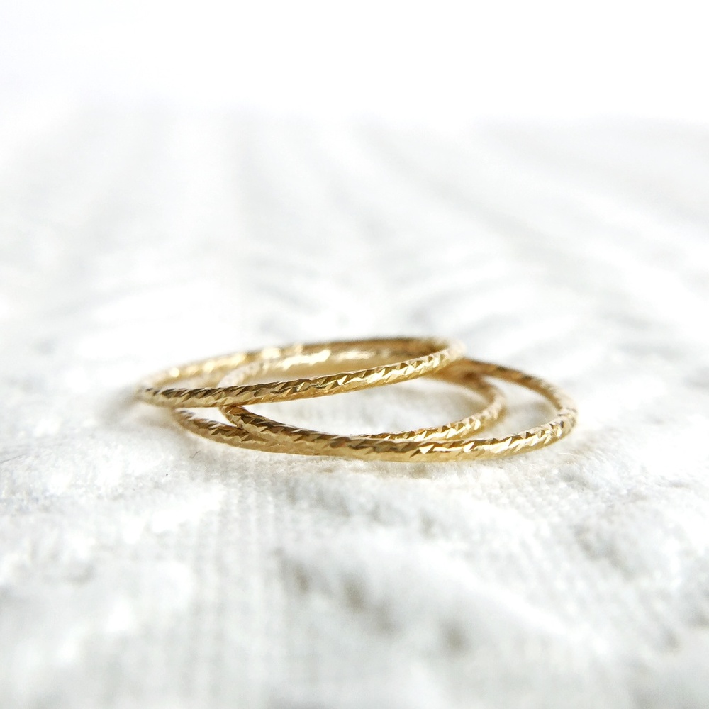 Dainty 18K Gold Filled Stacking Ring - Textured